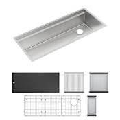 Elkay Circuit Chef 45-1/2" Undermount Single Basin Stainless Steel Kitchen Sink with Basin Rack, Colander and Cutting Board Stainless Steel / Black