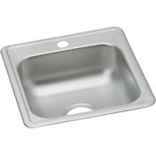Elkay Dayton 17" Drop In Single Basin Stainless Steel Kitchen Sink 1 Faucet Hole