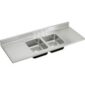 Elkay Gourmet Lustertone Stainless Steel 66" Double Basin Sink top Kitchen Sink 4 Faucet Holes
