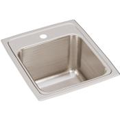 Elkay Lustertone 15" Drop In Single Basin Stainless Steel Kitchen Sink 1 Faucet Hole