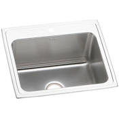 Elkay Lustertone 25" Drop In Single Basin Stainless Steel Kitchen Sink 1 Faucet Hole