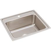 Elkay Lustertone 25" Drop In Single Basin Stainless Steel Kitchen Sink 1 Faucet Hole
