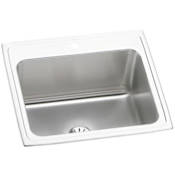 Elkay Lustertone 25" Drop In Single Basin Stainless Steel Kitchen Sink with Basket Strainer 1 Faucet Hole