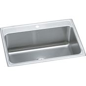 Elkay Lustertone 31" Drop In Single Basin Stainless Steel Kitchen Sink with Basket Strainer 1 Faucet Hole