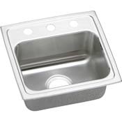 Elkay Gourmet 17" Single Basin Drop In Stainless Steel Kitchen Sink 2 Faucet Holes