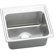 Elkay Gourmet 22" Single Basin Drop In Stainless Steel Kitchen Sink 1 Faucet Hole