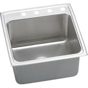 Elkay Gourmet 22" Single Basin Drop In Stainless Steel Kitchen Sink 1 Faucet Hole