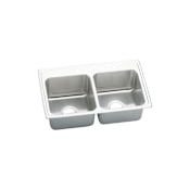 Elkay Gourmet 33" Double Basin Drop In Stainless Steel Kitchen Sink 1 Faucet Hole