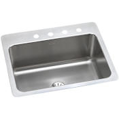 Elkay Gourmet 27" Single Basin Drop In Stainless Steel Kitchen Sink - Includes Perfect Drain Assembly 4 Faucet Holes