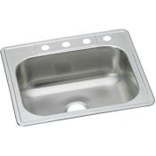Elkay Dayton 25" Drop In Single Basin Stainless Steel Kitchen Sink 1 Faucet Hole