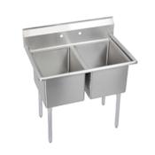 Elkay Economy 39" Floor Mounted Double Basin Food Service Sink with 2 Faucet Holes and Adjustable Feet Stainless Steel