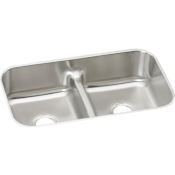 Elkay Lustertone 32-1/2" Undermount Double Basin Stainless Steel Kitchen Sink Stainless Steel