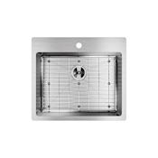 Elkay Crosstown 25" Drop In Single Basin Stainless Steel Kitchen Sink with Basin Rack 1 Faucet Hole