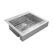 Elkay Dart Canyon 29-7/8" Farmhouse Single Basin Stainless Steel Kitchen Sink with Basin Rack Polished Satin
