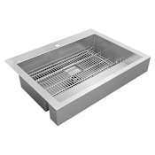 Elkay Dart Canyon 35-7/8" Farmhouse Single Basin Stainless Steel Kitchen Sink with Basin Rack Polished Satin