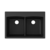 Elkay Quartz Classic 33" Drop In Double Basin Quartz Composite Kitchen Sink Black