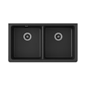 Elkay Quartz Classic 33" Undermount Double Basin Quartz Composite Kitchen Sink with Basket Strainer Black