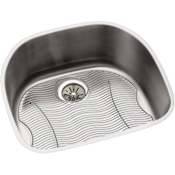 Elkay Harmony Lustertone Stainless Steel 23-9/16" x 21-1/8" Single Basin Undermount Kitchen Sink with 10" Depth, Curved Basin Back, Bottom Grid, and Drain Stainless Steel