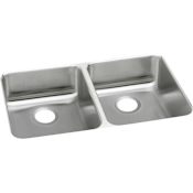 Elkay Lustertone Stainless Steel 35-3/4" x 18-1/2'' Undermount Double Basin Kitchen Sink 5-3/8" Depth Stainless Steel