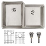 Elkay Lustertone Iconix 31-1/4" Undermount Double Basin Stainless Steel Kitchen Sink with Basin Rack and Perfect Drain - Right Small Basin Stainless Steel