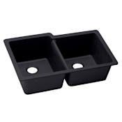 Elkay Quartz Luxe 33" Undermount Offset Double Basin Quartz Composite Kitchen Sink Caviar