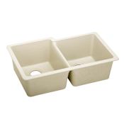 Elkay Quartz Luxe 33" Undermount Offset Double Basin Quartz Composite Kitchen Sink Parchment