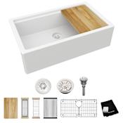 Elkay Quartz Luxe 35-7/8" Farmhouse Single Basin Quartz Composite Kitchen Sink Arctic Fox