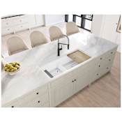Elkay Quartz Luxe 45" Undermount Double Basin Quartz Composite Kitchen Sink with Basin Rack, Basket Strainer, Colander and Cutting Board Arctic Fox