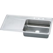 Elkay Gourmet Lustertone Stainless Steel 43" x 22" Single Right Basin Top Mount Kitchen Sink with 7-5/8" Depth 1 Faucet Hole