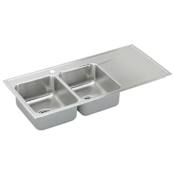 Elkay Lustertone 48" Drop In Double Basin Stainless Steel Kitchen Sink with Drainboard 1 Faucet Hole