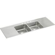 Elkay Lustertone 66" Drop In Double Basin Stainless Steel Kitchen Sink with Drainboard 1 Faucet Hole