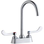 Elkay 1.5 GPM Deck Mounted Double Wrist Blade Handle Utility Faucet with Brass Handles Chrome