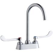 Elkay 1.5 GPM Deck Mounted Double Wrist Blade Handle Utility Faucet with Brass Handles Chrome