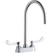 Elkay 1.5 GPM Deck Mounted Double Wrist Blade Handle Utility Faucet with Brass Handles Chrome