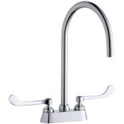 Elkay 1.5 GPM Deck Mounted Double Wrist Blade Handle Utility Faucet with Brass Handles Chrome