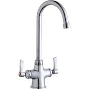 Elkay 1.5 GPM Deck Mounted Double Handle Utility Faucet with Metal Handles Chrome