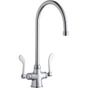 Elkay 1.5 GPM Deck Mounted Double Handle Utility Faucet with Metal Handles Chrome