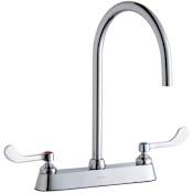 Elkay 1.5 GPM Deck Mounted Double Wrist Blade Handle Utility Faucet with Brass Handles Chrome