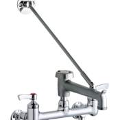 Elkay Wall Mount Utility Faucet with Two Handles and 8" Widespread Holes Chrome