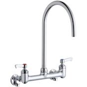 Elkay 1.5 GPM Wall Mounted Double Lever Handle Utility Faucet with Brass Handles Chrome