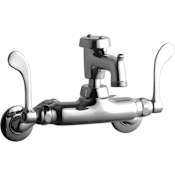 Elkay Wall Mount Utility Faucet with Two Handles and 8" Widespread Holes Chrome