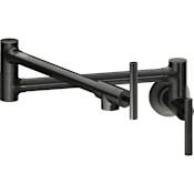 Elkay Avado 4 GPM Wall Mounted Double Handle Pot Filler Faucet with Brass Handles Black Stainless