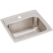Elkay Lustertone 17" Drop In Single Basin Stainless Steel Kitchen Sink 1 Faucet Hole