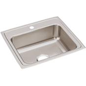 Elkay Lustertone 22" Drop In Single Basin Stainless Steel Kitchen Sink 1 Faucet Hole