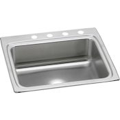 Elkay Lustertone 25" Drop In Single Basin Stainless Steel Kitchen Sink 1 Faucet Hole