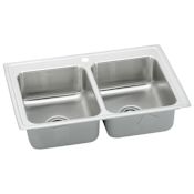 Elkay Gourmet 37" Double Basin Drop In Stainless Steel Kitchen Sink 1 Faucet Hole
