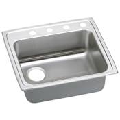 Elkay Gourmet 22" Single Basin Drop In Stainless Steel Kitchen Sink 3 Faucet Holes