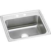Elkay Lustertone 22" Drop In Single Basin Stainless Steel Kitchen Sink 1 Faucet Hole