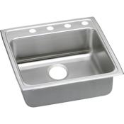 Elkay Lustertone 22" Drop In Single Basin Stainless Steel Kitchen Sink 1 Faucet Hole