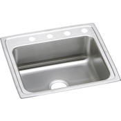 Elkay Lustertone 25" Drop In Single Basin Stainless Steel Kitchen Sink 1 Faucet Hole